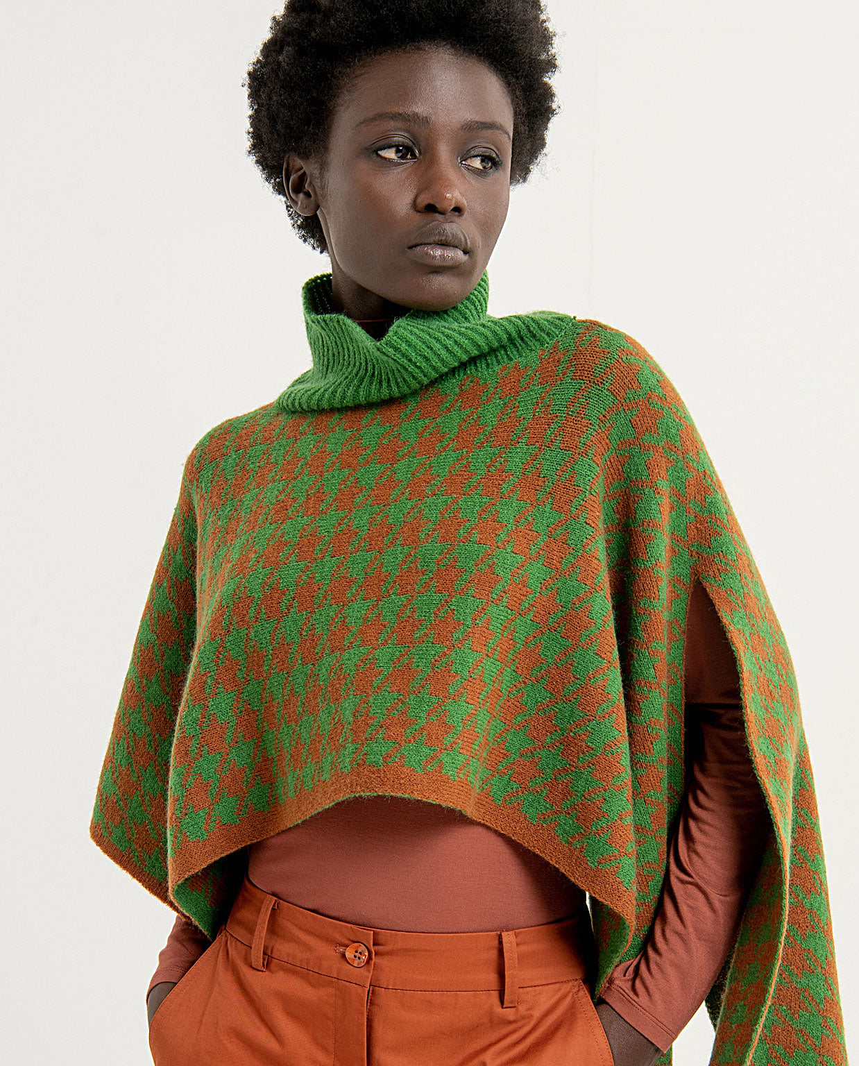 PONCHO MAXI PIED DE POULE