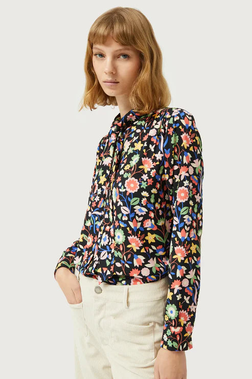 CAMICIA CON FIOCCO A MICROFIORI NAIVE