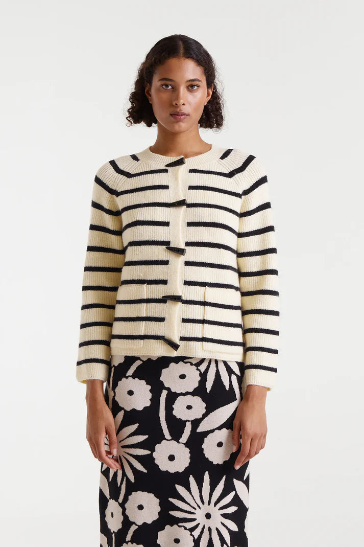 CARDIGAN A RIGHE CON ALAMARI