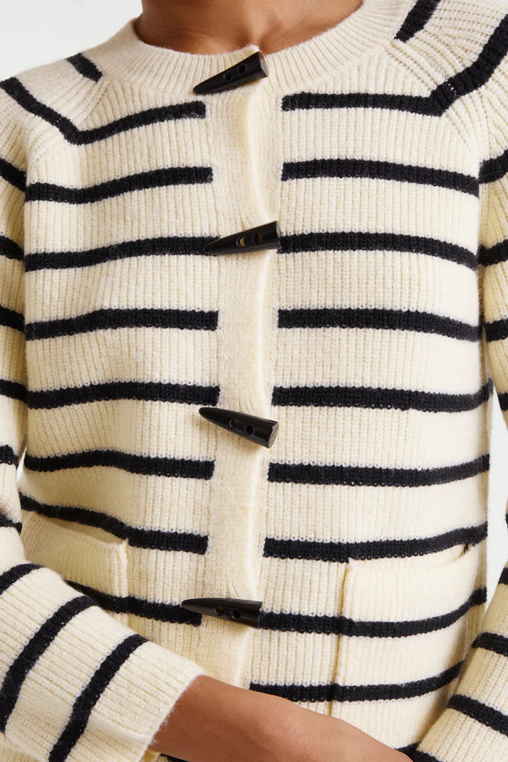 CARDIGAN A RIGHE CON ALAMARI