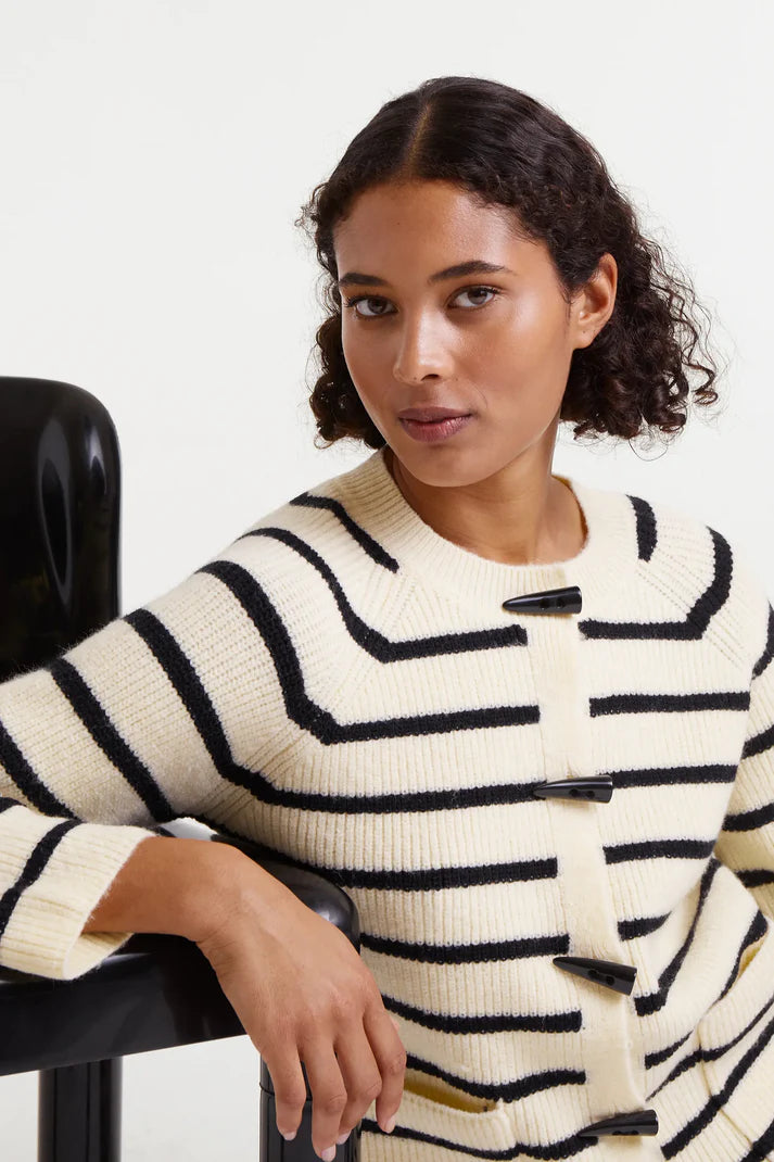 CARDIGAN A RIGHE CON ALAMARI