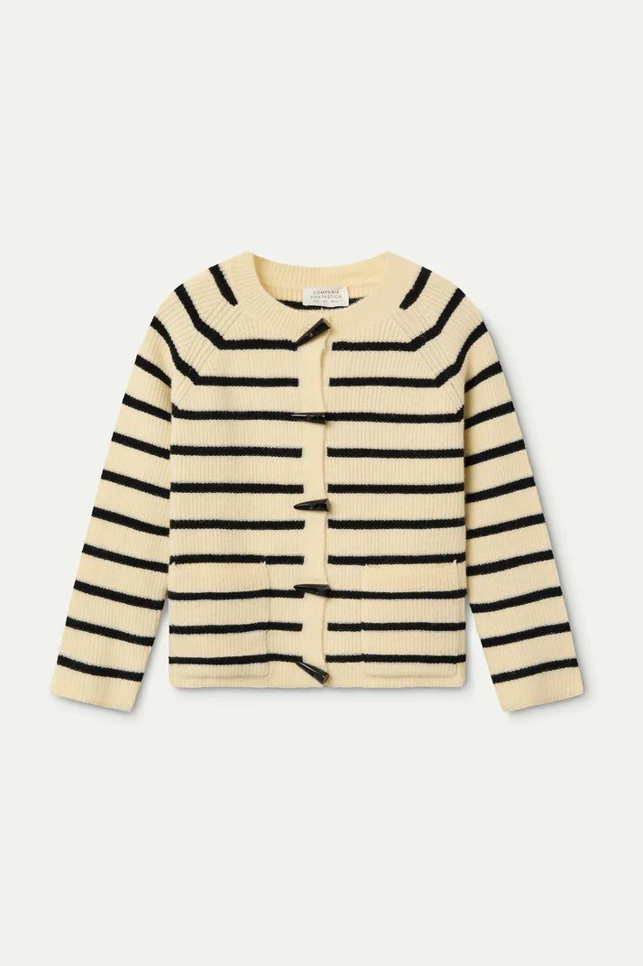CARDIGAN A RIGHE CON ALAMARI