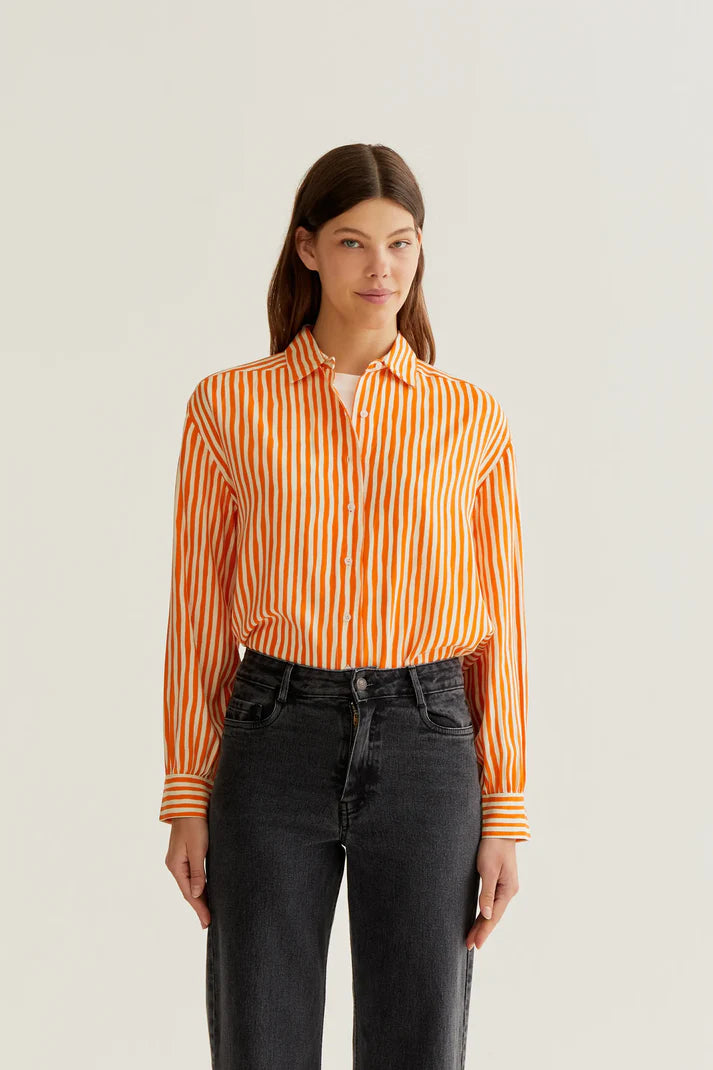 CAMICIA A RIGHE ARANCIONI