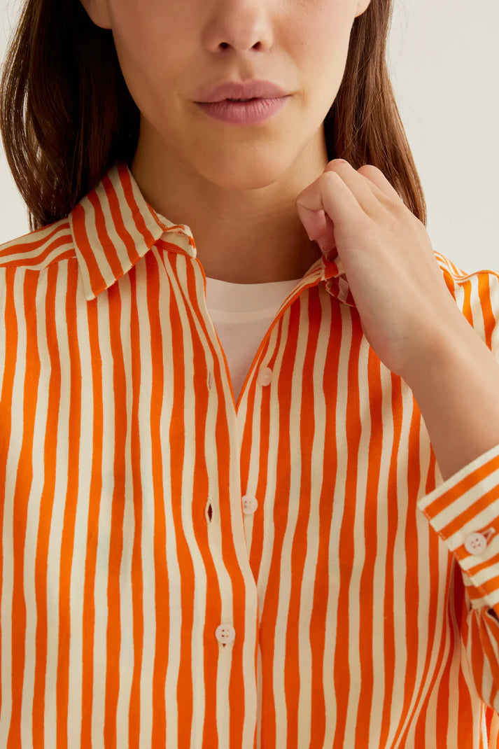 CAMICIA A RIGHE ARANCIONI