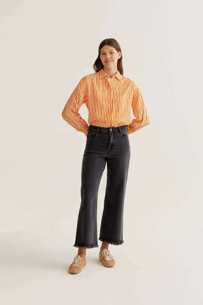 CAMICIA A RIGHE ARANCIONI
