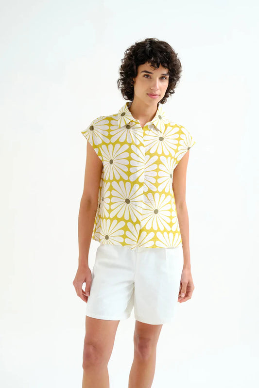 CAMICIA STAMPA FIORE OLIVA