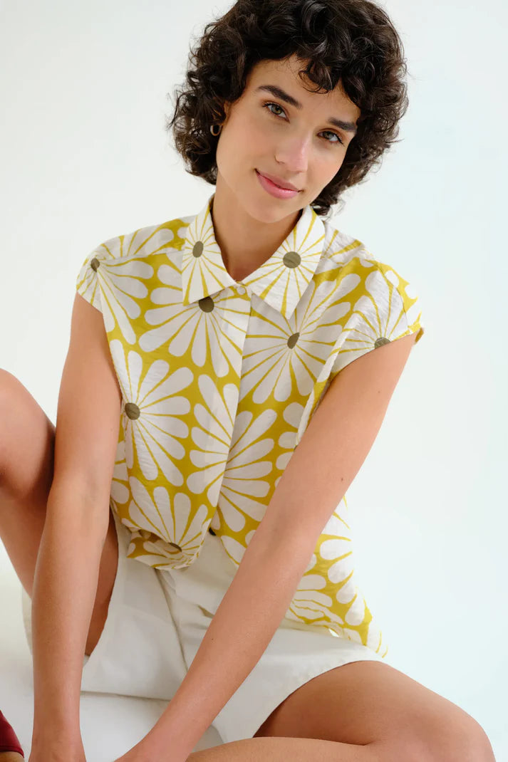 CAMICIA STAMPA FIORE OLIVA
