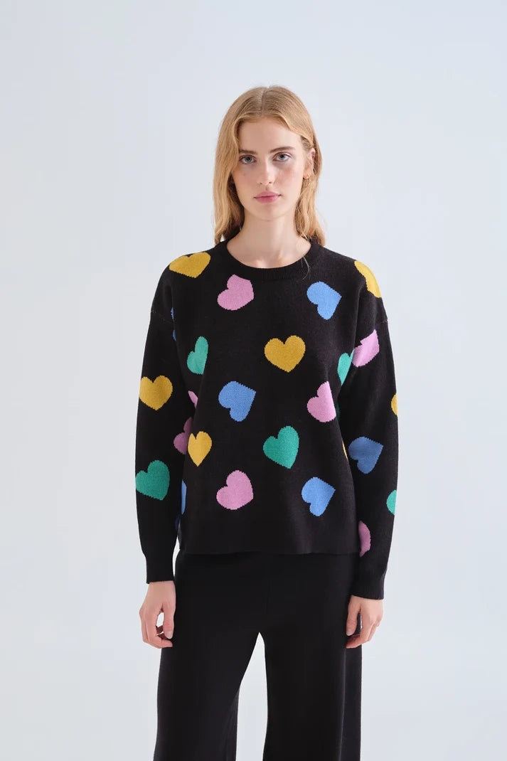 MAGLIA JACQUARD STAMPA CUORI