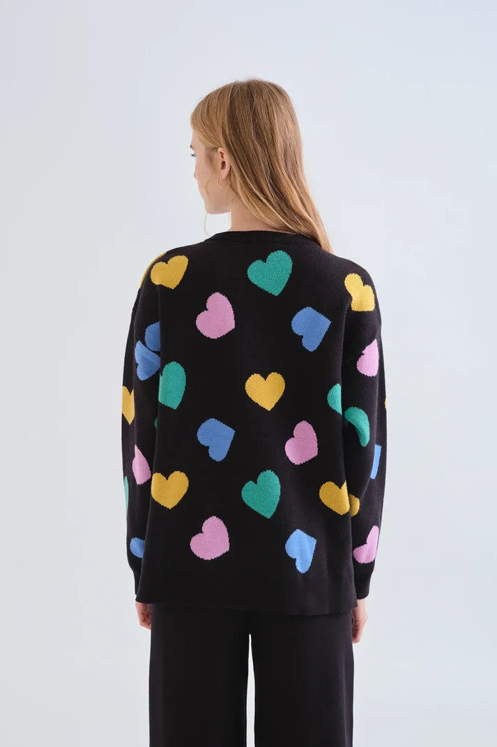 MAGLIA JACQUARD STAMPA CUORI