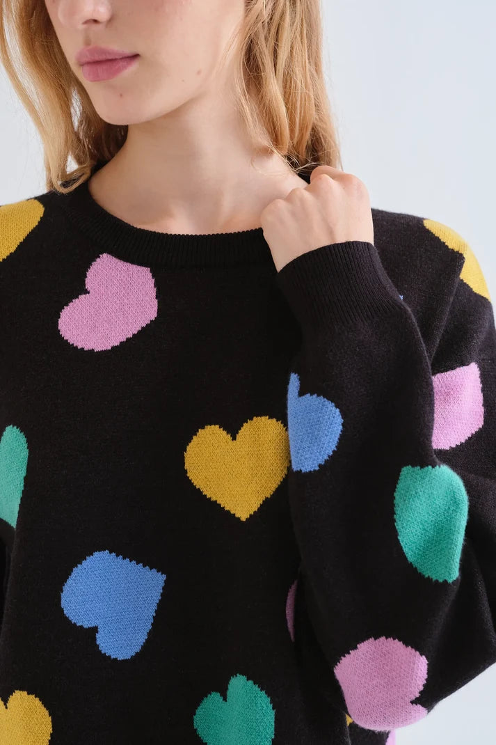 MAGLIA JACQUARD STAMPA CUORI