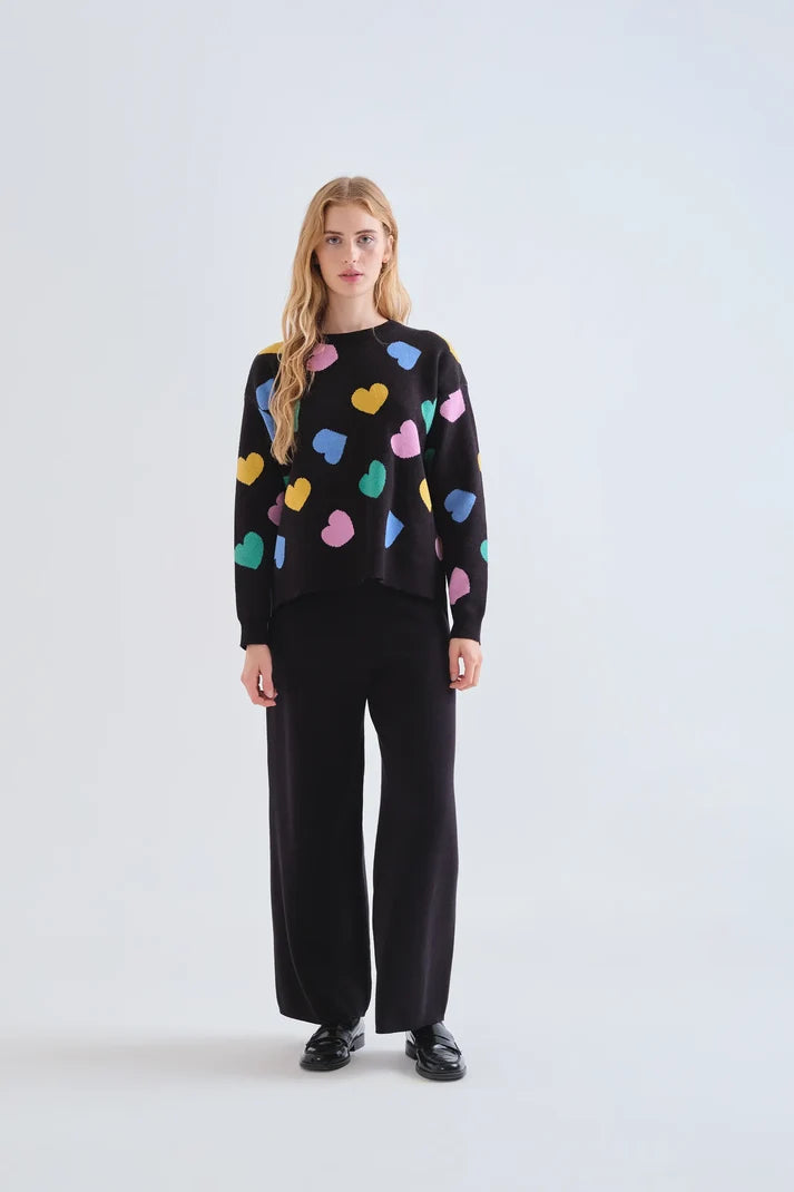 MAGLIA JACQUARD STAMPA CUORI