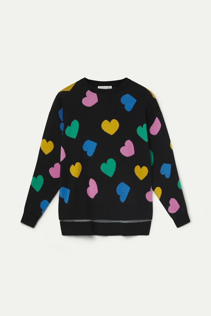 MAGLIA JACQUARD STAMPA CUORI