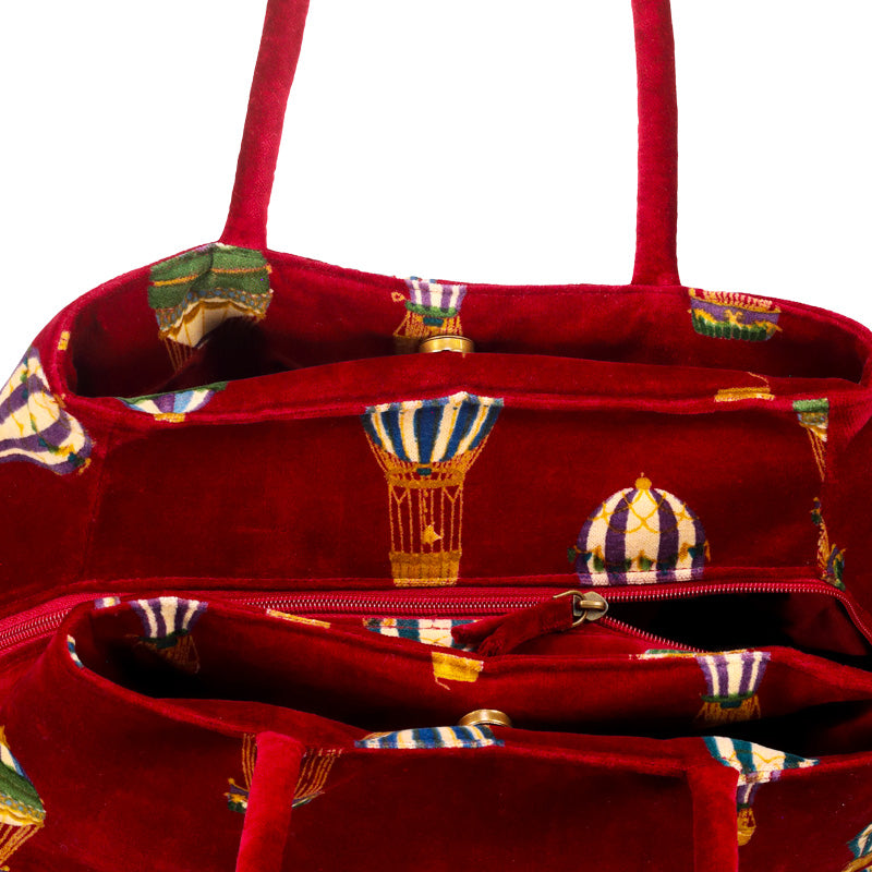 BORSA IN VELLUTO STAMPA MONGOLFIERE
